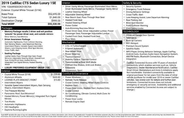 cadillac cts sedan 2019 1G6AR5SX2K0106764 image cadillac cts sedan 2019 1G6AR5SX2K0106764 image